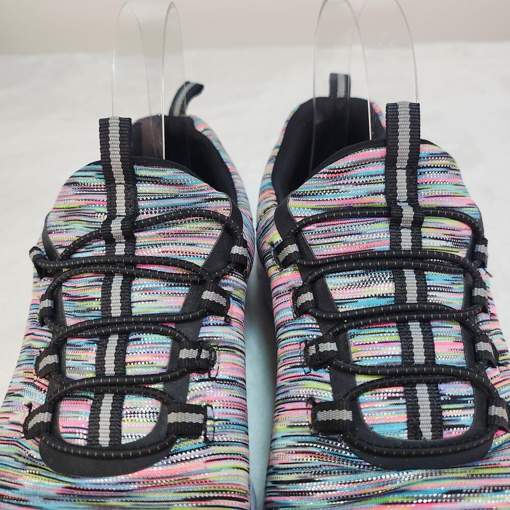 Rainbow Glitter Sneakers 7 Multi Color Sparkle Shimmer Slip On Kidcore Neon Rave - Picture 8 of 13